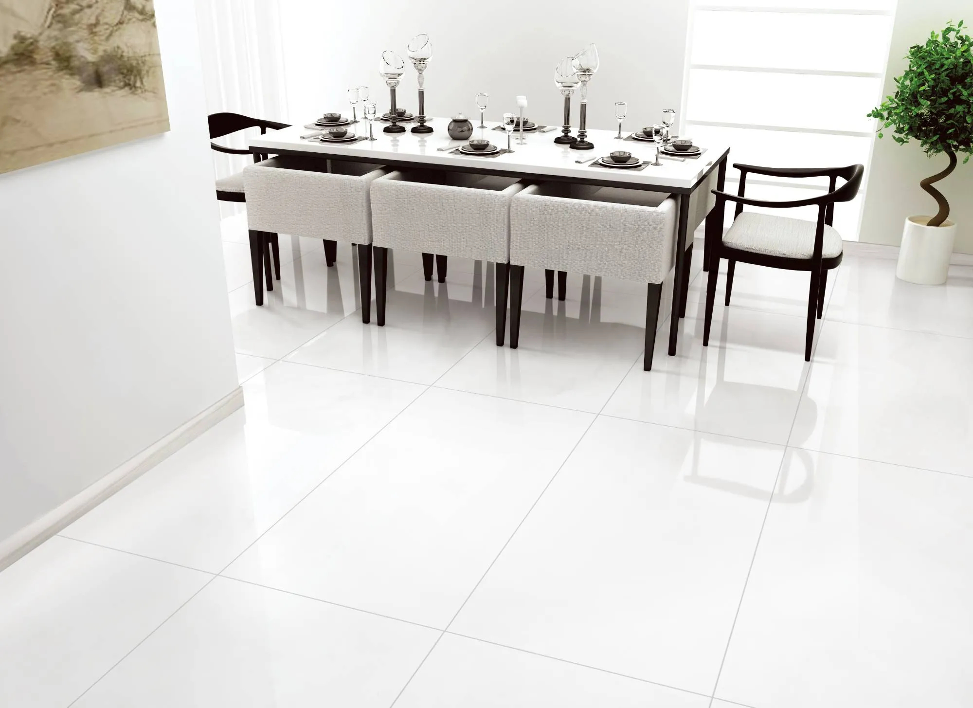 Матовый Marble Mosaic Керамогранит Snow White Mat (75% белизна) 60х120 в интерьере