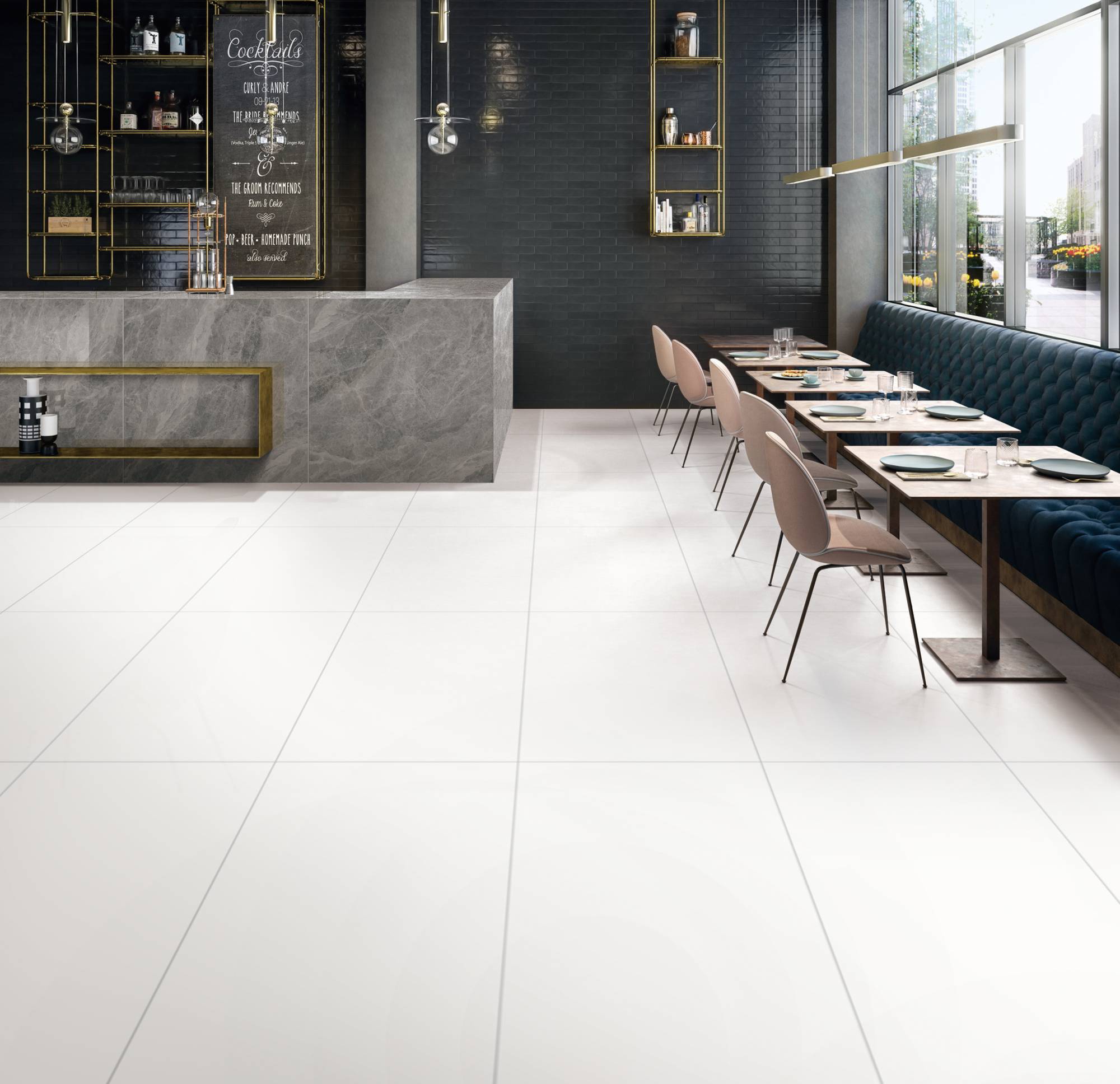 Полированный Marble Mosaic Керамогранит Snow White Pol (78% белизна) 60х120 в интерьере