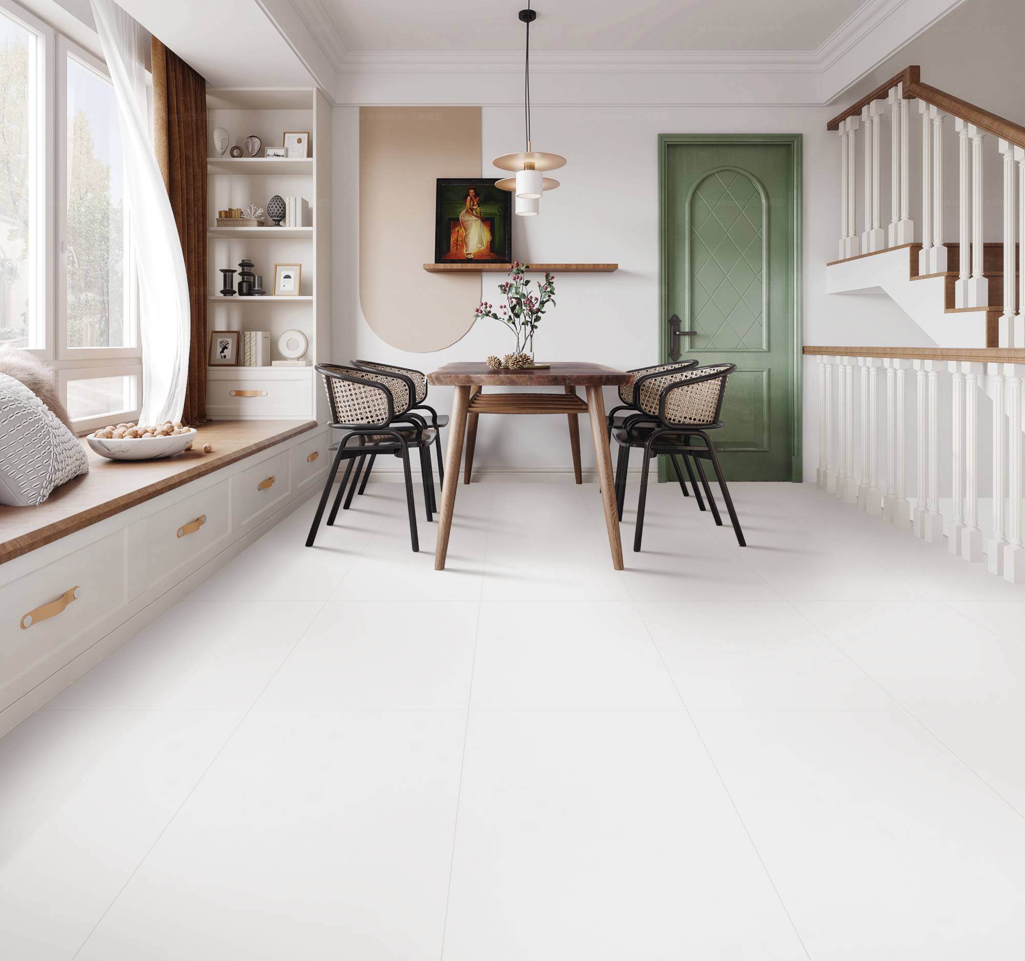 Полированный Marble Mosaic Керамогранит Snow White Pol (78% белизна) 60х120 в интерьере