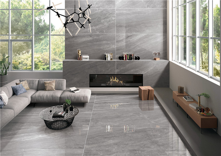 Полированный Marble Mosaic Керамогранит Space Grey Pol 60х120 в интерьере