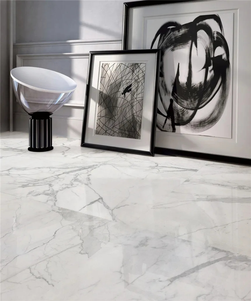 Полированный Marble Mosaic Керамогранит Statuario Bianco Pol 60х60 в интерьере